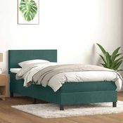 vidaXL vidaXL Box spring postelja z vzmetnico temno zelena 80x220 cm žamet, (21792194)
