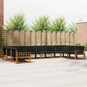 Set vanjskih sofa s jastukom 10 pcs Prirodna i crna