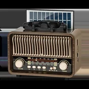 Krüger&Matz Prenosni analogni FM radio Kruger&Matz Bluetooth s solarnimi baterijami in AUX baterijami