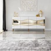 Hanah Home Komoda Nice 180x80x40cm Belo-Zlatna