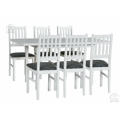 Komplet za jedilnico Miza Max 10 bela + 6 stolov Bos 12 bela 8B