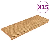 Samoljepljivi otiraci za stepenice 15 kom 65x21x4 cm sisal