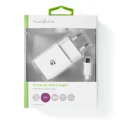 Nedis Stenski polnilec | 12 W | Funkcija hitrega polnjenja | 1x 2,1 A A | Število izhodov: 1 | USB-A | Micro USB (ohlapen) kabel | 1,00 m | En napetostni izhod