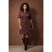 Trendyol Curve Ženska haljina Tbbaw26Ah00069, Braon