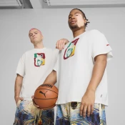 Mens Puma Dylan Exhibit Basketball T-Shirt, White, Size 3XL, Clothing