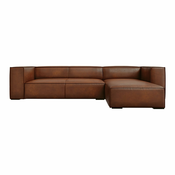 Rjava usnjena kotna zofa v barvi konjaka (desni kot) Madame - Windsor & Co Sofas