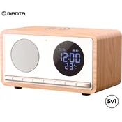 Manta budilica FM, BT, QI punj, veliki zaslon, microSD, baterija, bijeli RDI912W  - Bijela