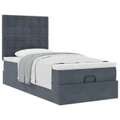 Vidaxl Otomanski posteljni okvir z vzmetnicami siv 90x190cm žamet