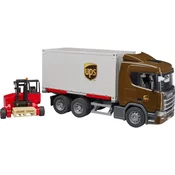 Logistični tovornjak Scania Super 560R UPS z viličarjem na tovornjaku