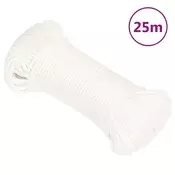 Vidaxl vidaXL Jadralna vrv, enobarvna bela, 4 mm, 25 m, polipropilen