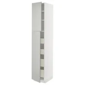 METOD/MAXIMERA Visoka omara z 2 vrati/4 predali, bela/Havstorp svetlo siva, 40x60x220 cm