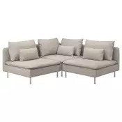 SÖDERHAMN Ugaona sofa, trosed, Fridtuna svetlobež