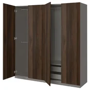 PAX/STORKLINTA Garderobni sestav, temno siva/temno rjava imitacija luženega hrasta, 200x60x201 cm