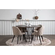 Venture Design Jedilna miza in stol komplet, kamnita miza 120x74 cm, stol 57x77x50 cm, črna, bež, moka
