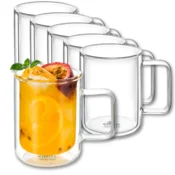 shumee Wilmax dvostenski termo kozarci - 400 ml - komplet 6 skodelic za kavo - skodelice za cappuccino, latte macchiato, espresso, mocha - kozarci za kavo
