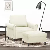 Fotelja s tabureom krem 60 cm baršunasta