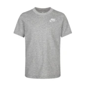 Nike unisex za otroke. 8UC545 Sportswear Futura siva majica z vezenino (7/6anos= 116/122cm), Priložnostno, Šport, Bombaž, Sne