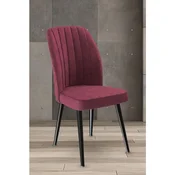 Hanah Home set trpezarijskih stolica Platinum 6 kom, bordo tkanina Jerry, crne metalne noge