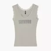 Cropp - Top s printom - tamno siva