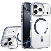 Overboard Ovitek za iPhone 17 Pro Max, pripravljen za MagSafe, s stojalom, prozoren z mornarsko modrimi poudarki