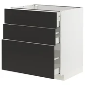 METOD / MAXIMERA Podni element s 3 fioke, bela/Nickebo boja antracita, mat, 80x60 cm