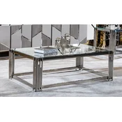 Casa Padrino luxury coffee table silver 120 x 80 x H. 45 cm - Rectangular living room table with glass top - Luxury living room furniture - Luxury hotel furniture