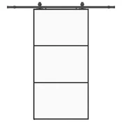 Vidaxl Drsna vrata z opremo črna 102x205 cm ESG steklo