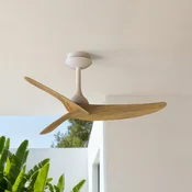 Mantra Iluminación Stropni ventilator Ipanema, bel/les, DC, tih, daljinski upravljalnik, IP44 - Dnevna soba/jedilnica - Sodobni - bela, lesena - Kovina