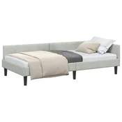 Vidaxl Kotna postelja z vzglavjem Svetlo siva 80 cm x 200 cm Žamet
