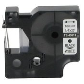 Kompatibilen trak za Dymo D1 43613 / LabelManager / LabelPoint / LabelWriter / Rhino / MobileLabeler / LetraTag 6mm (1/4)x7m - črn izpis / bel trak