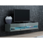 TV stol PKH10, LED rasvjeta: Da (bijela), Boja: Siva + sjajni siva