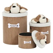 Autronic Polica in košara za perilo Shelf and laundry basket - corduroy with dog, brown, price for a set of 3 pieces (DT3014)