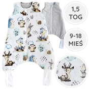 shumee BabyU, celoletna spalna vreča z nogavicami in nogavicami, dvojna zadrga, 1,5 TOG, 9-18 M
