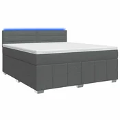 vidaXL Postelja boxspring z vzmetnico Temno siva 140 x 190 cm Blago