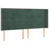 Vidaxl Vzglavje z ušesi temno zeleno 203x16x118/128 cm žamet