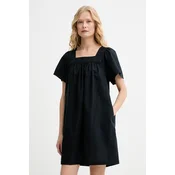 Haljina s dodatkom lana Levis AMBRE BABYDOLL DRESS boja: crna, mini, širi se prema dolje, 001HT