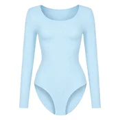 cfab Oblikovanje postave Longsleeve Bodysuit Sculpting Shapewear with Briefs pastelno modra