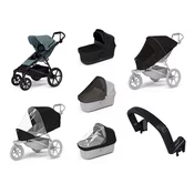 Mestni voziček Thule Urban Glide 4-wheel Mid blue + Bassinet Black SET 7in1