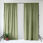 Svetlo zelena lanena zavesa 140x330 cm Sage – Linen Tales