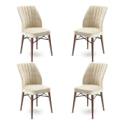 Hanah Home Set 4 trpezarijske stolice Flex Krem-Braon