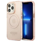 shumee Guess GUHMP13LHTCMP trdi ovitek za iPhone 13 Pro/13 6.1 roza/roza zlati obris prosojni MagSafe