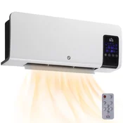 HOMCOM Nihajoči termoventilator za dom pisarno s timerjem 12h in 2 načini ogrevanja, 2000W PTC električni grelnik nizke porabe z daljinskim upravljalnikom, dnevna soba in salon, 54.5x12x21.5 cm, bela