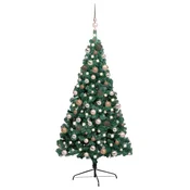 Umjetna osvijetljena polovica božicnog drvca zelena 240 cm