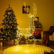 Northix Predhodno osvetljeni božični jelenčki 186 cm, 300 toplo belih LED diod