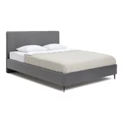Siva oblazinjena zakonska postelja z letvenim dnom 160x200 cm Noira Slim – Bonami Selection