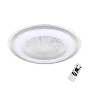 shumee Stropni ventilator okrogel O60cm srebrno/bel LED 48W z nastavljivo barvo in daljinskim upravljalnikom ZEPHYR Milagro