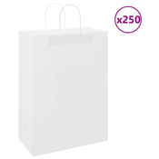 Papirnate vrecice 250 kom s ruckama bijele 32x17x44 cm