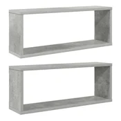 Vidaxl Stenske police kockaste 2 kosa betonsko sive 60x15x23 cm