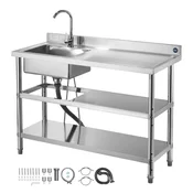 VEVOR Korito z eno skledo 1200x500x940 mm iz nerjavečega jekla