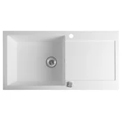 Vstavljeno granitno korito z odcejalnikom, 97x50 cm, belo - Bela - 97x21,5x50 cm - Sapho - 24 - Granit - Pravokotnik - 970 - 215 - 500 - Left/Right by turning the sink - 14